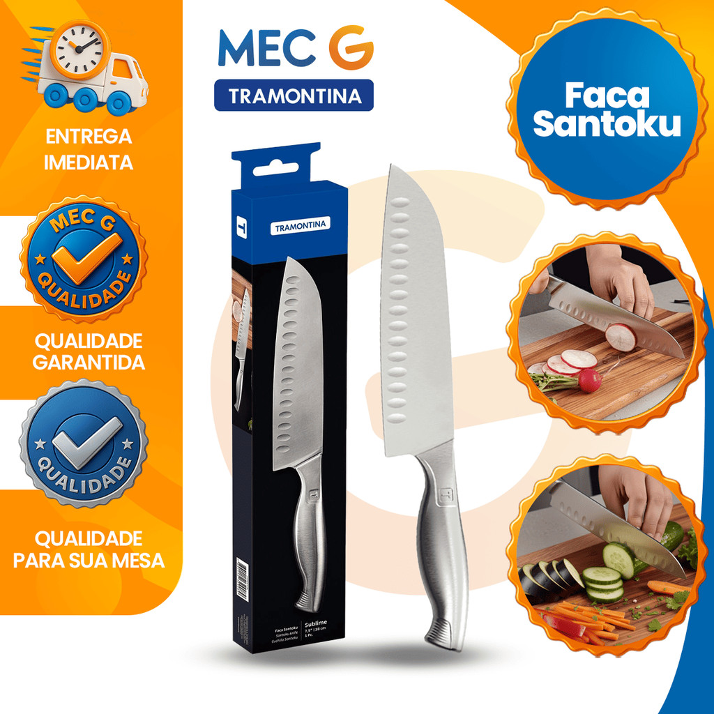 Faca Santoku de Cozinha Inox 7,5 Sublime Profissonal Utility Tramontina em Oferta na Shopee