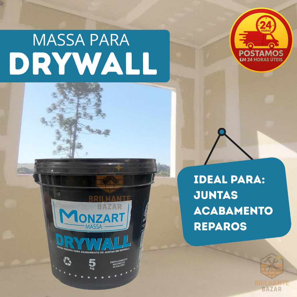 Massa Drywall Para Gesso e Reparos 5kg 15kg Massa Pronta Junta e Acabamento