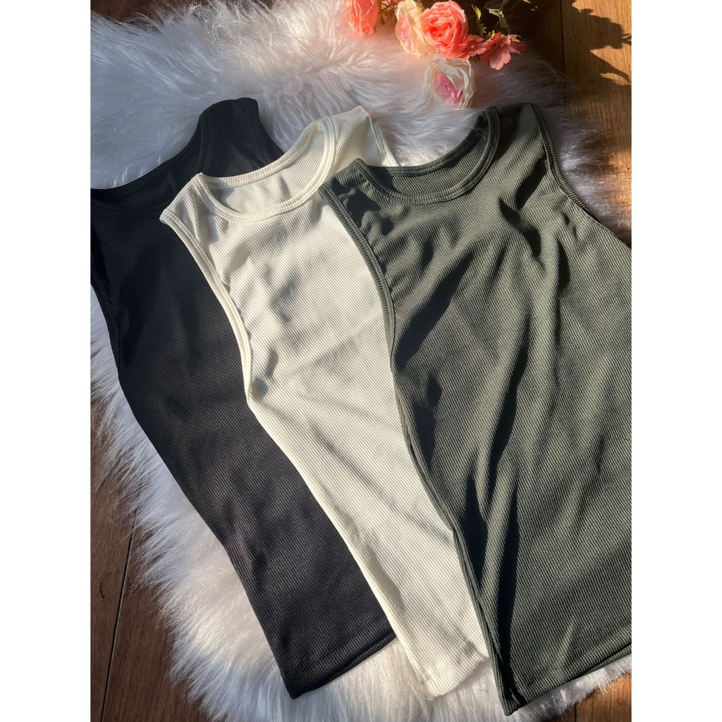 Camisetas Regata Basica feminino Canelado Blusinha Básica para academia Regata Ribana