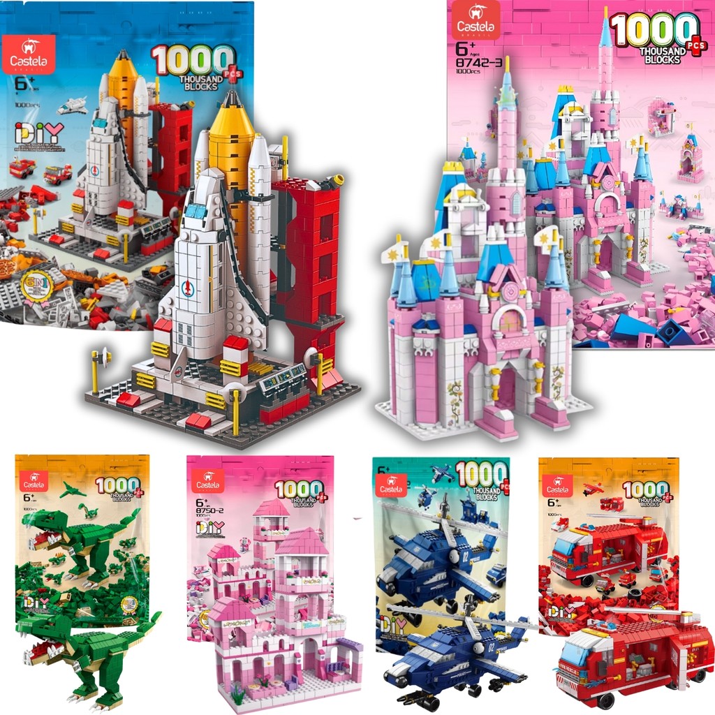 Mega Blocos de Montar Kit Com 1000 peças 6 em 1 - Castela
