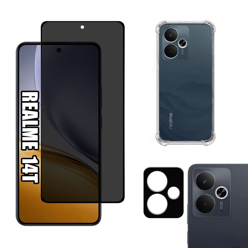 KIT Para Realme 14T - Película de Privacidade 3D - Capa - Câmera