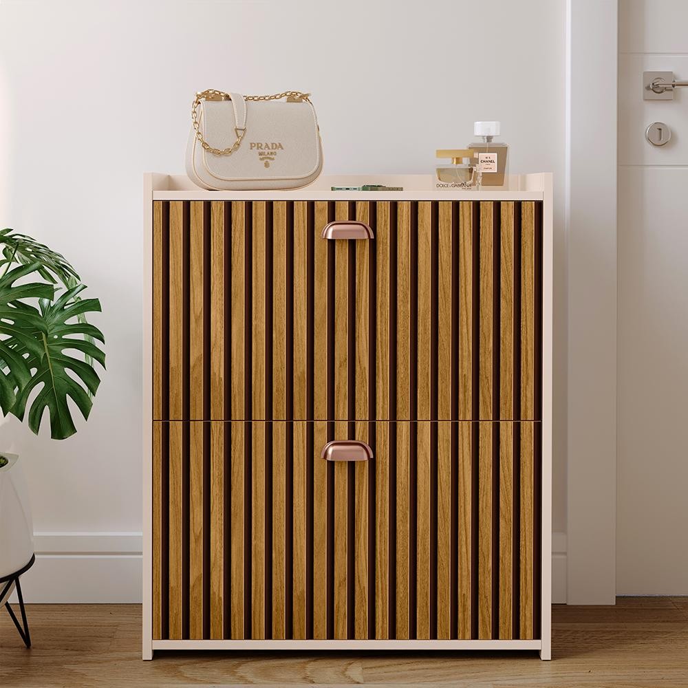 Sapateira Vertical 12 Pares Calçados Multiuso 2 Portas Basculantes Hall de Entrada Quarto Closet