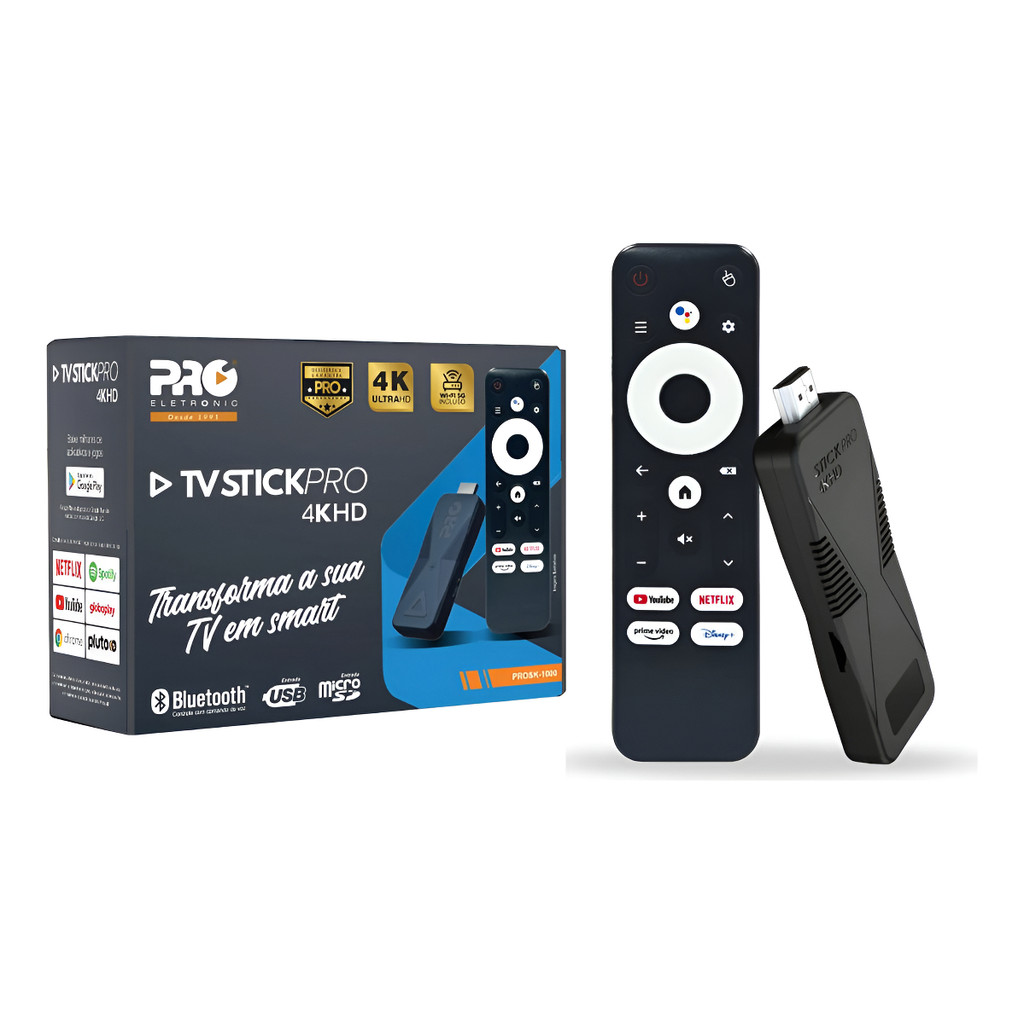 Aparelho Tv Stick 4k Pro Transformar Tv Em Smart + Canais