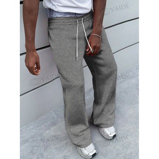 Calça Moletom Larga Lisa Básica Tecido Felpudo Grosso Inverno Wide Leg Masculina Street Wear