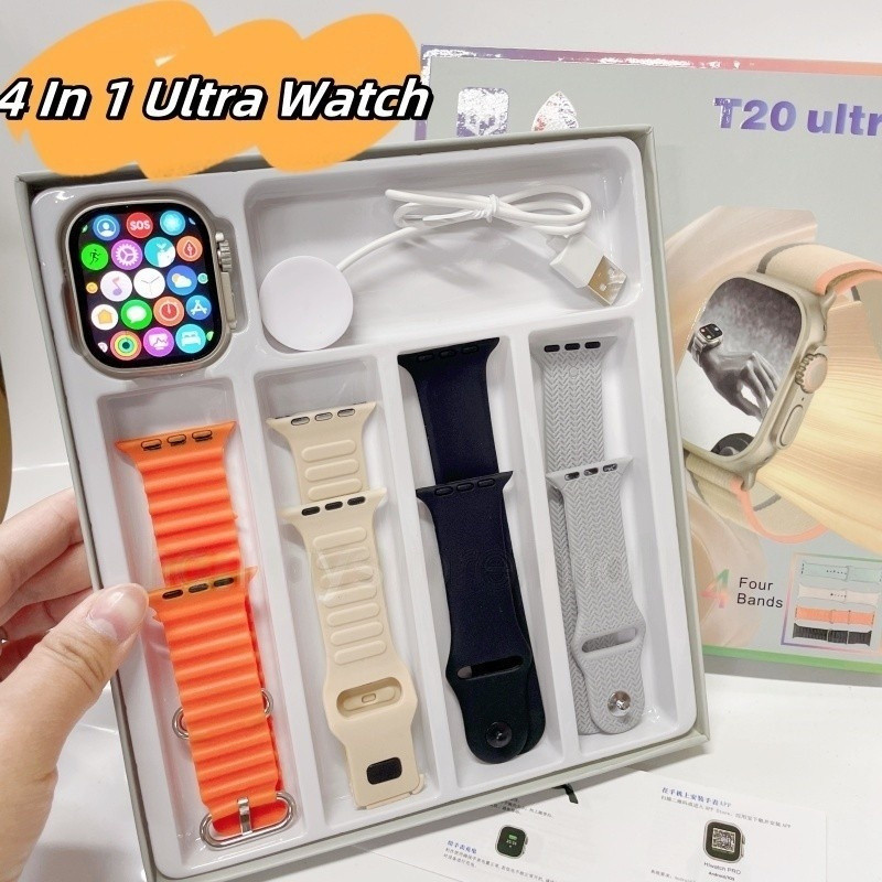 Capa De Transporte Local (4 Pulseiras) 2025 Nova Série 9 Smartwatch T20 Ultra 2 Carregamento Sem Fio PK T800