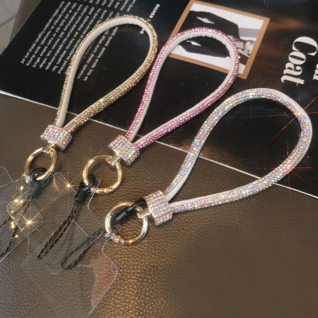 Cordão Com Strass Brilho de Mão Para Capa de Celular usar no Pulso Ant-Perda corrente móvel pingente