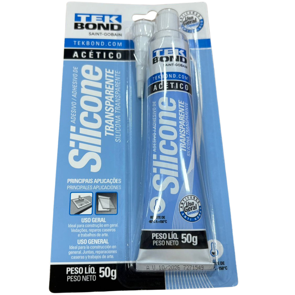 Silicone Cola Selante Acético Transparente Alta Aderência Multiuso Tekbond 50g em Oferta na Shopee