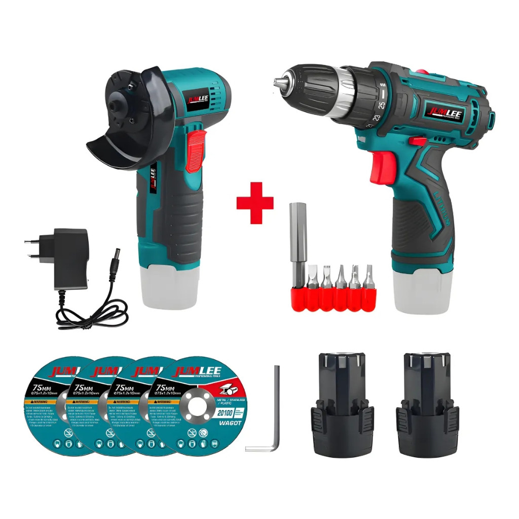 Kit Parafusadeira E Esmerilhadeira 12v Sem Fio 2 Bateria