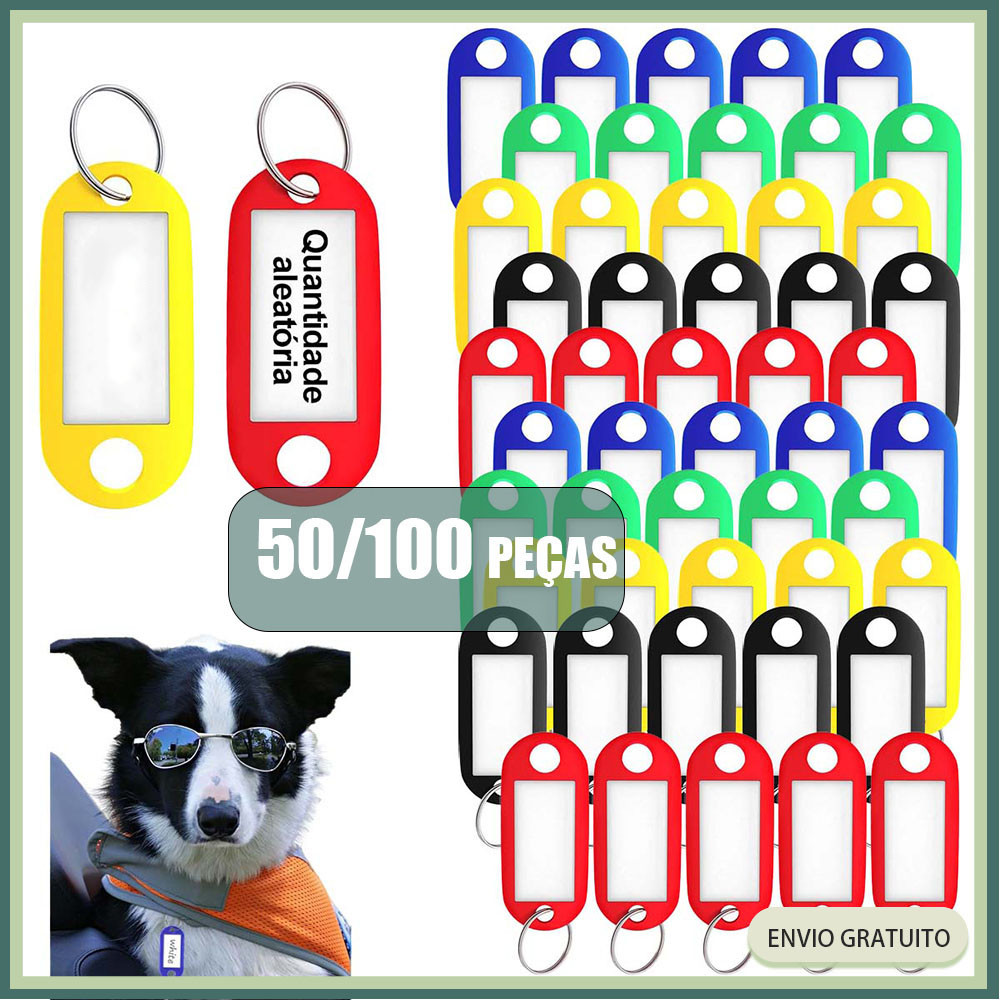 Kit 50/100 Chaveiro Organizador Identificador De Chaves Cores misturadas aleatoriamente