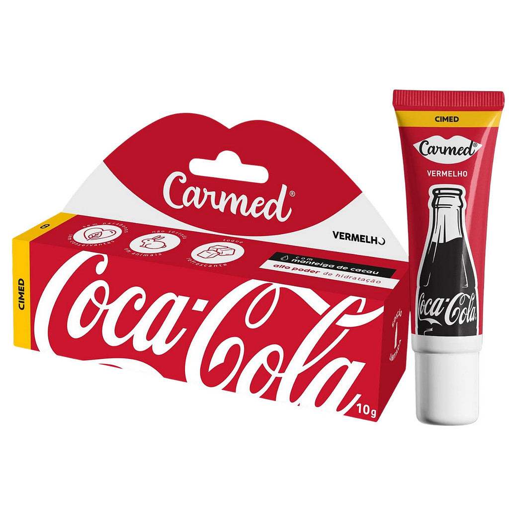 Hidratante Labial Carmed Coca-Cola Vermelho 10g em Oferta na Shopee