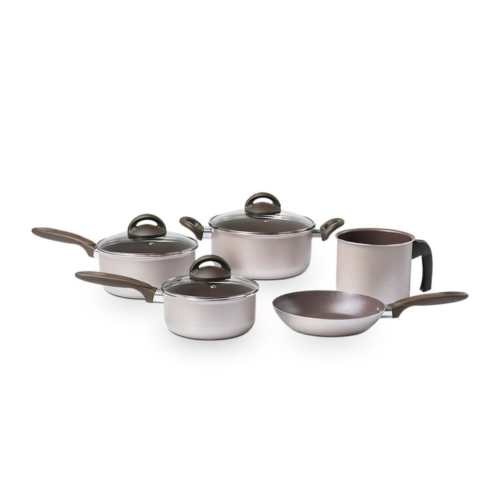 Jogo de Panelas Brinox 5 Peças Ceramic Life Nevada Champanhe em Oferta na Shopee