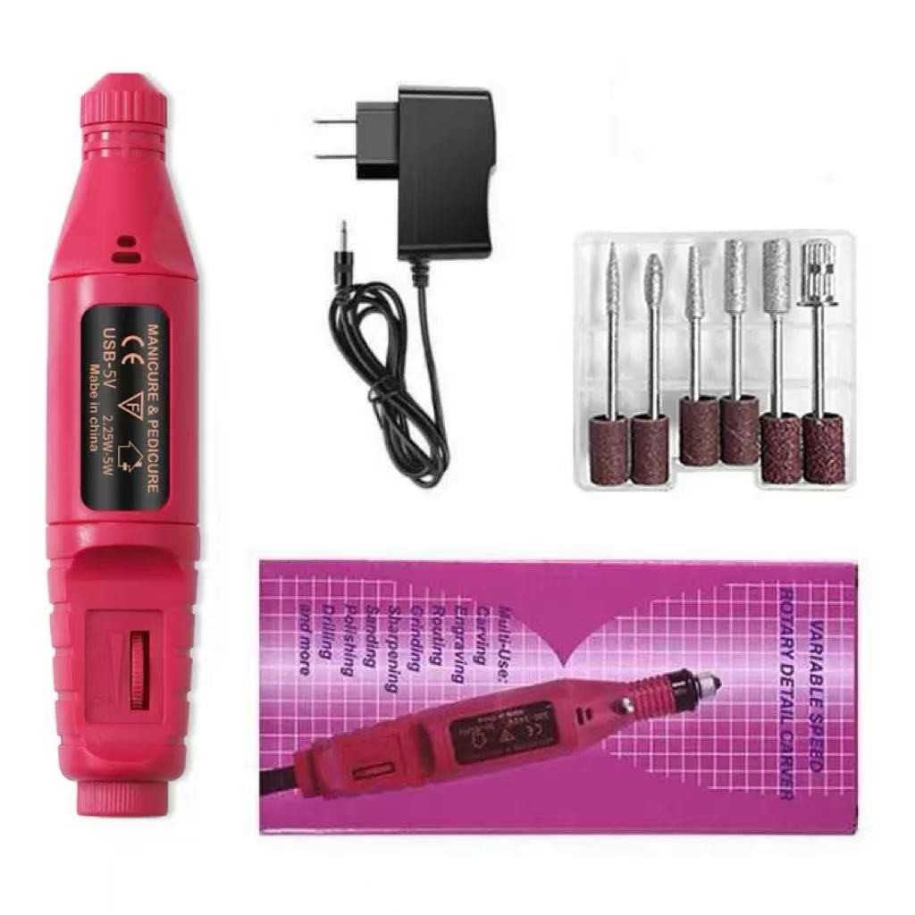 Kit Profissional de Lixadeira de Unhas Elétrica com Broca e Motor Bivolt para Manicure e Pedicure com fonte em Oferta na Shopee