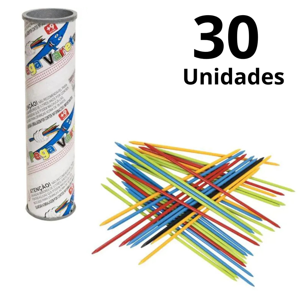 Kit 30 Pega Vareta Jogo Brinquedo Educativo TUBO 21 Palitos em Oferta na Shopee