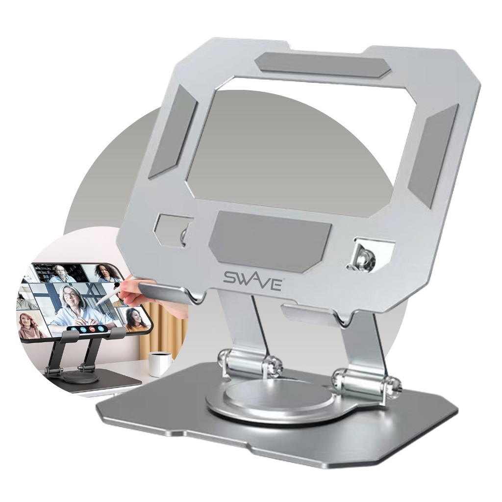 Suporte Giratório de Mesa 360° Alumínio Para Tablet Celular iPad Universal Até 12" Polegadas Swave