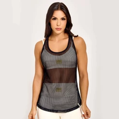 Regata de Tela Preto Ultra Black Com Fita Emborrachada