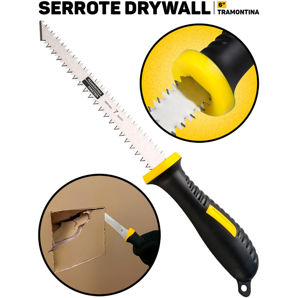 Serrote Drywall Tramontina 6'' Em Aço Carbono P/ Corte De Gesso Painel Acartonado Obras Reformas