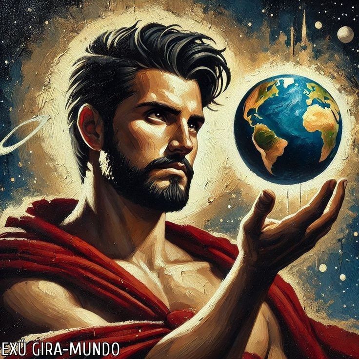 QUADRO DECORATIVO EXU GIRA MUNDO PLACA MDF ENTIDADE PODEROSA
