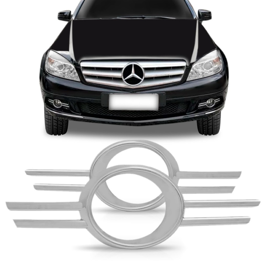 MOLDURA FAROL MILHA AUXILIAR MERCEDES BENZ C180 2008 A 2011 CROMADO em Oferta na Shopee