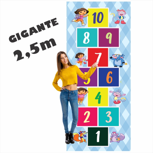 Lindo Tapete Jogo da Amarelinha Infantil Em Lona Grande Dora Aventureira, Presente Aniversário Dia das Crianças Natal AM