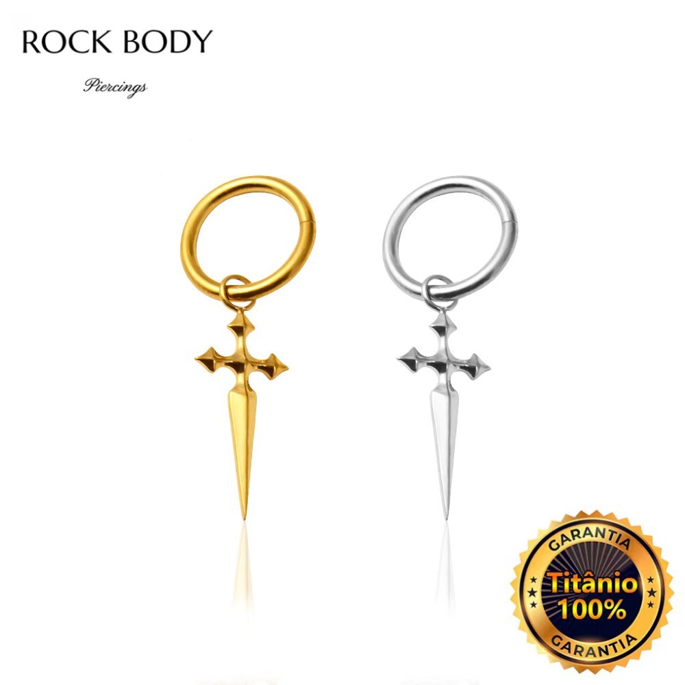 Piercing Orelha Argola Titânio Pvd Pingente Cruz Para Lábio Helix Tragus Conch Brincos Boca Nariz Ponto De Luz em Oferta na Shopee