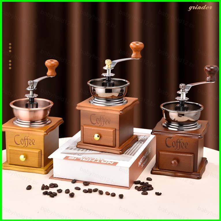 BB12 Moedor De Café Manual Vintage , Manivela De Madeira , Moinho De Grãos Com Gaveta Para Ferramenta Doméstica BB12