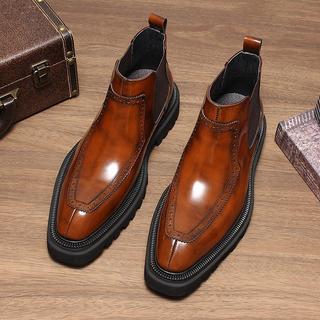 Botas martin feitas à mão com sola grossa, novo estilo brilhante, roupa Formal de negócios, sapatos de couro de cano alt