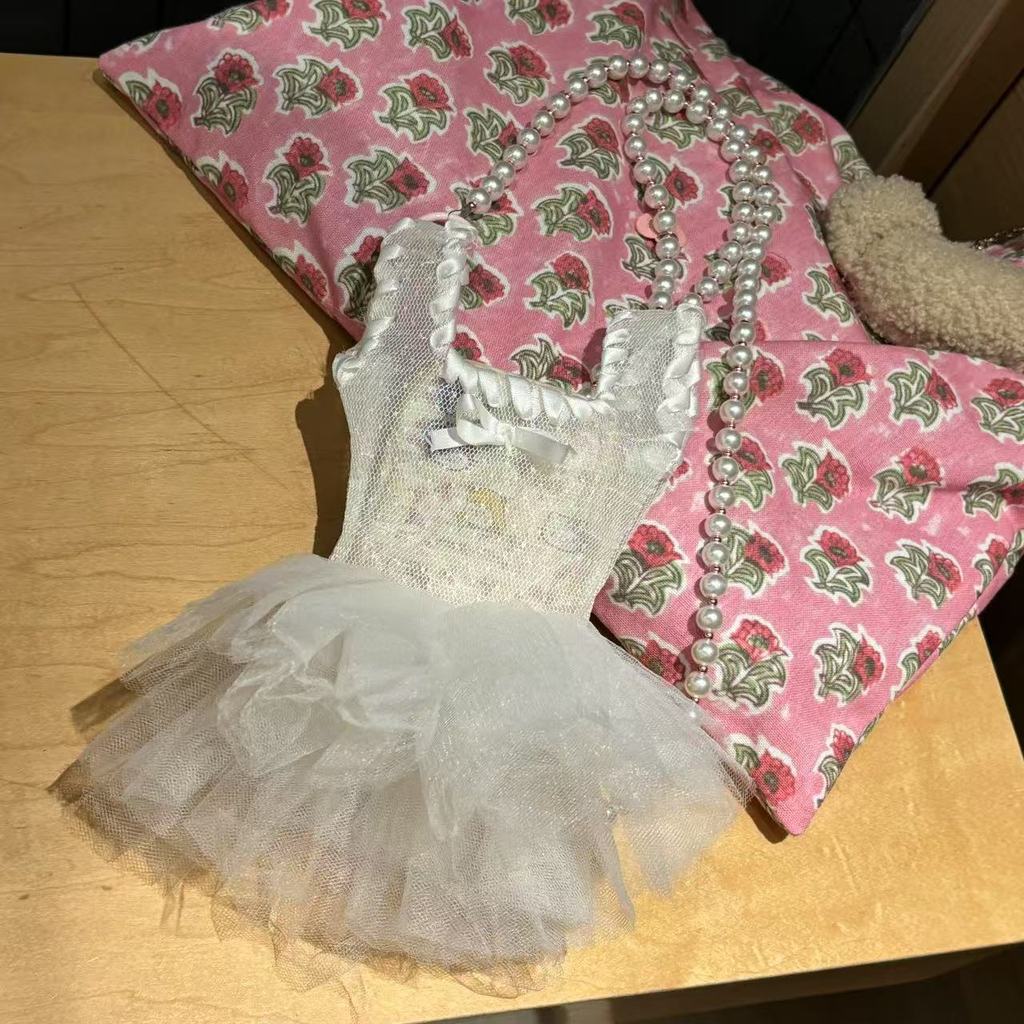 Ballet saco do telefone móvel 2026 novo estilo renda gaze oco saco suave fada bolsa de lona pérola ombro saco do mensage