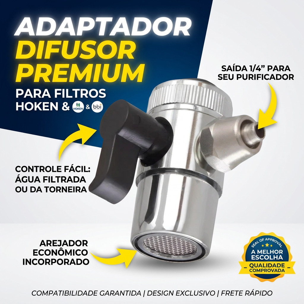 Adaptador Difusor Cromado Filtro Purificador Hoken Bbi