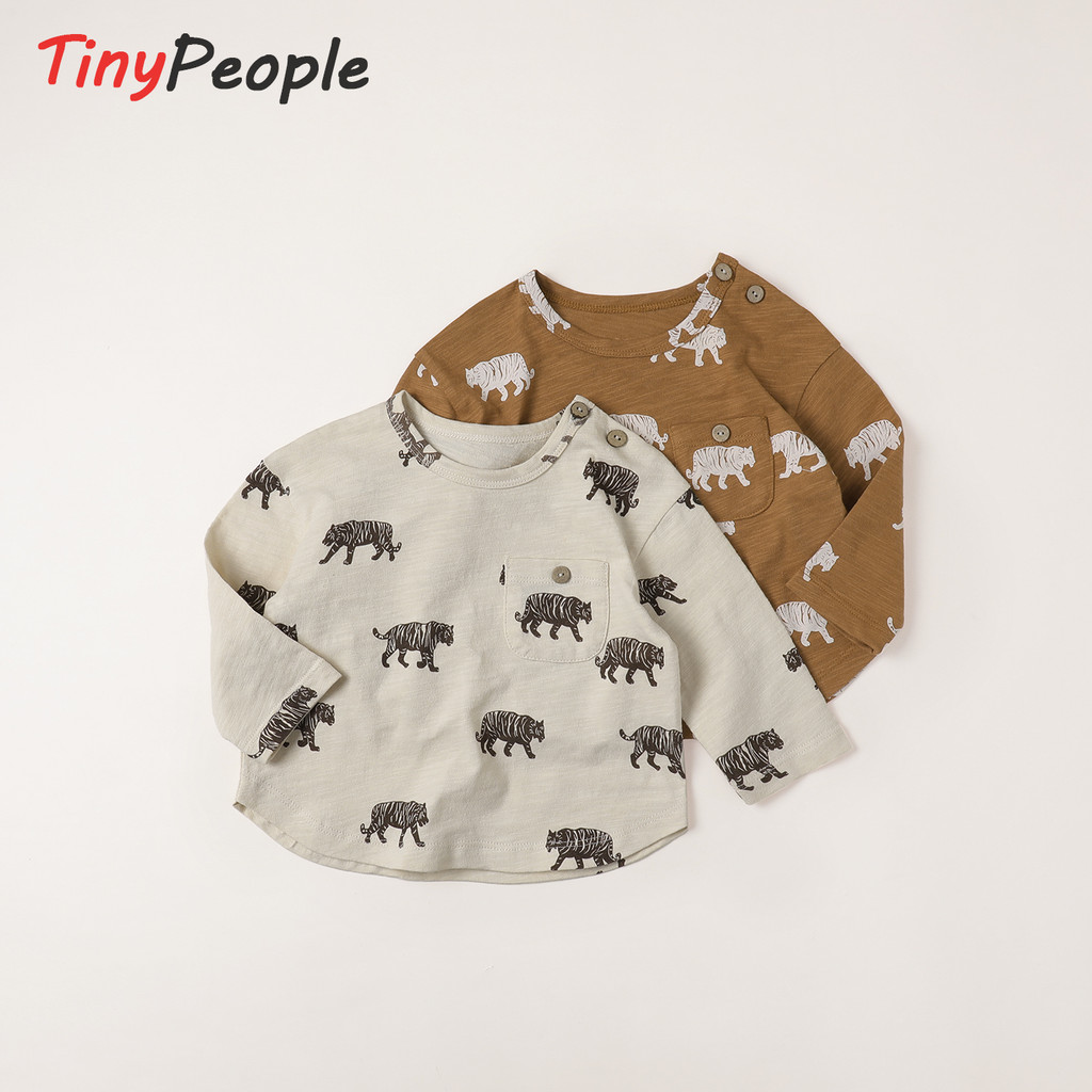 Tinypeople masculino feminino bebê manga comprida camiseta 2026 novo estilo primavera crianças topo estilo nórdico puro 