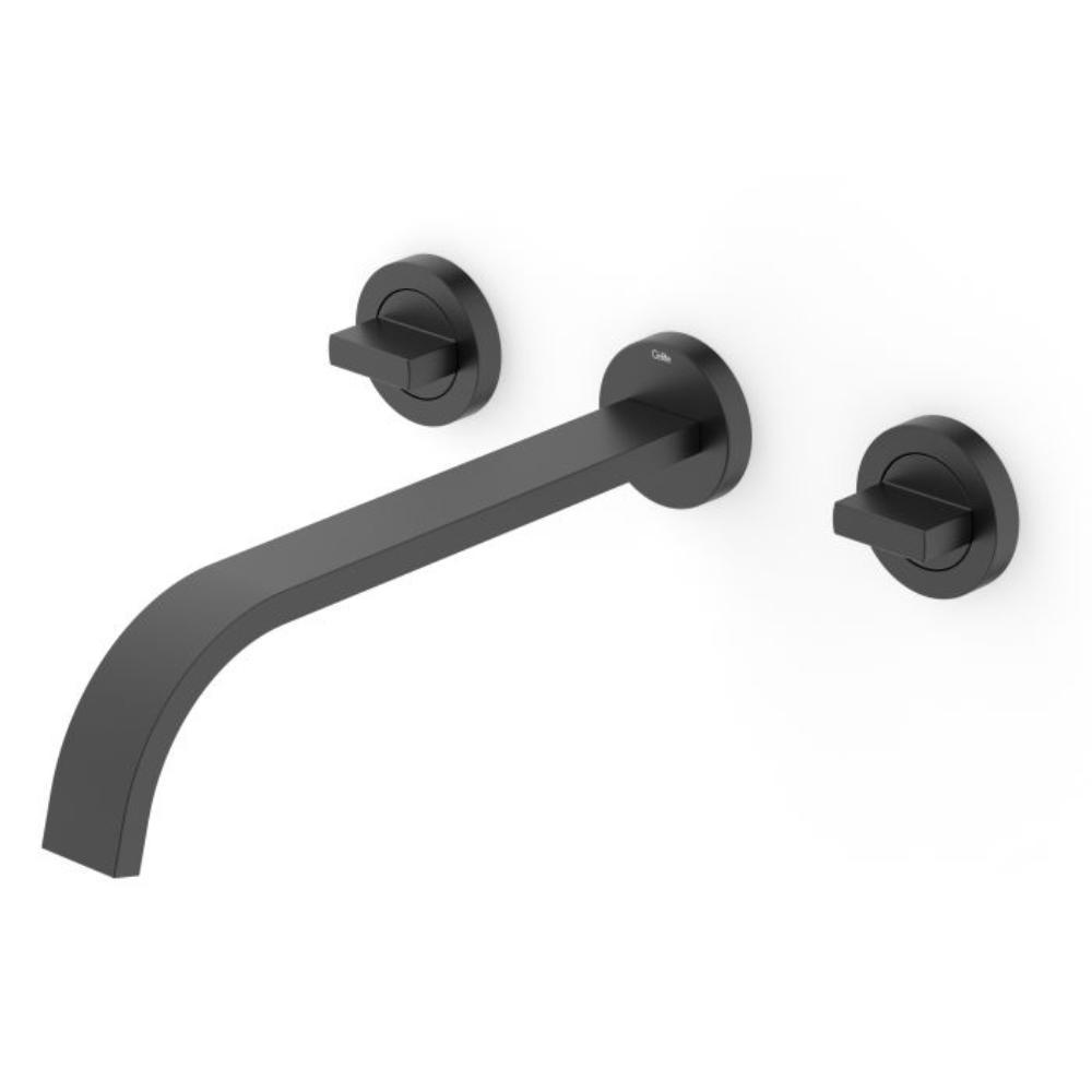 Misturador Para Lavatório De Parede Com Válvula Flow Preto Matte Celite