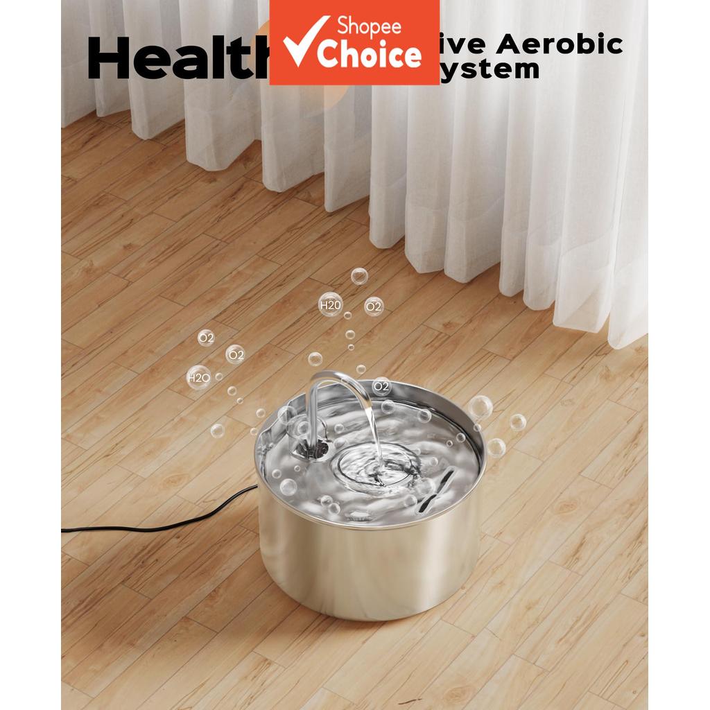 Bebedouro Automático para Animais, Fonte de Água em Aço Inoxidável para Gatos, Filtro Ultra Silencioso e Duradouro,