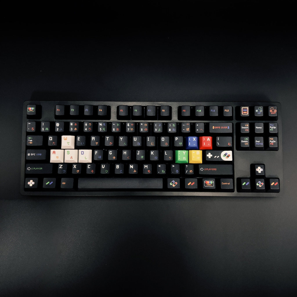 Conjunto de Teclas de Teclado Mecânico Personalizadas com Tema Infantil Preto, PBT, Sublimação de Corante em Cinco Lados