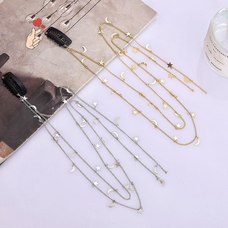 [PEBR] 2 Peças Corrente De Cabelo Trançada Estrela Da Lua Cocar Super Fada Adequado Para Mulheres E Meninas Acessórios D
