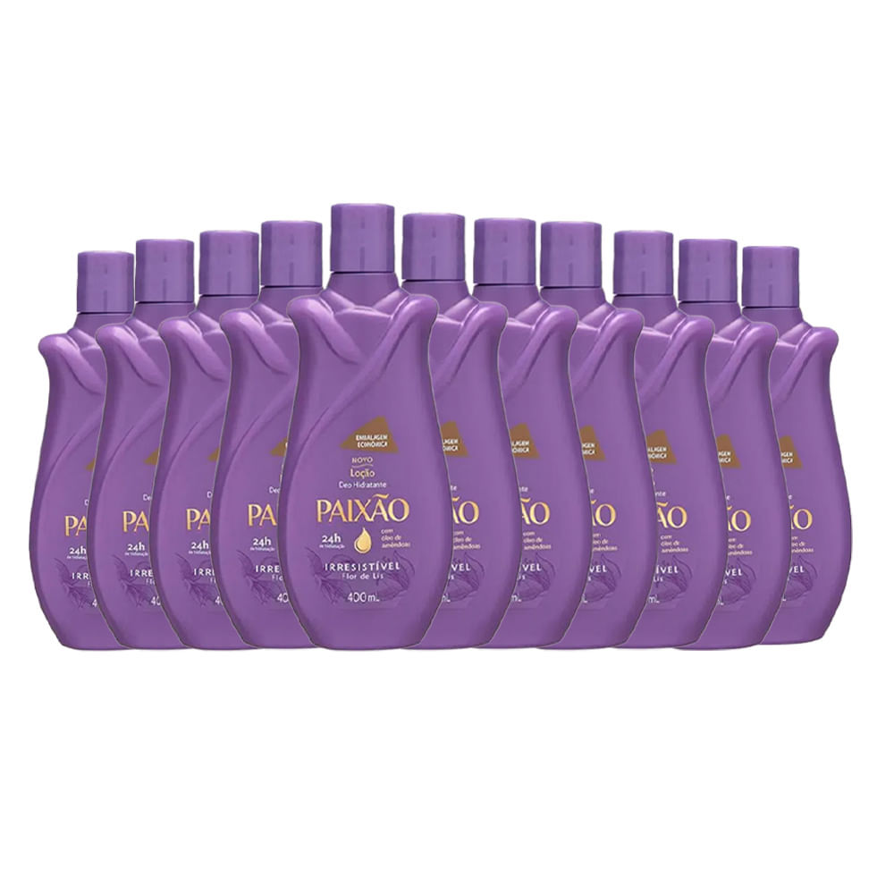 Kit Creme Hidratante Corporal Paixão Irresistível 400ml - 12 Unidades