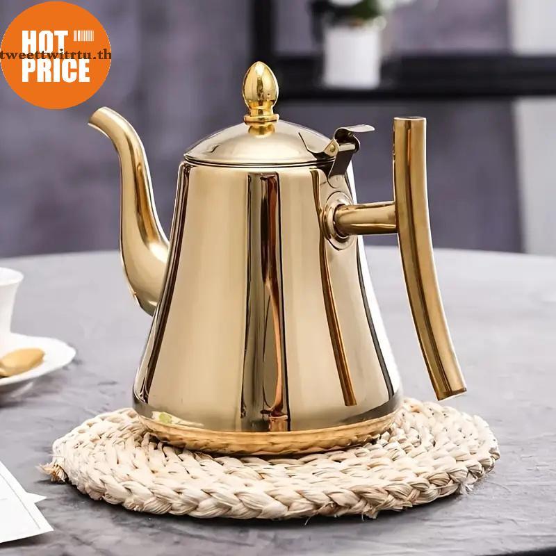 WEIYU 1L Bule De Chá Com Filtro Ouro Thier Chaleira Água Aço Inoxidável Hotel Cafeteira Restaurante Fogão Indução BR