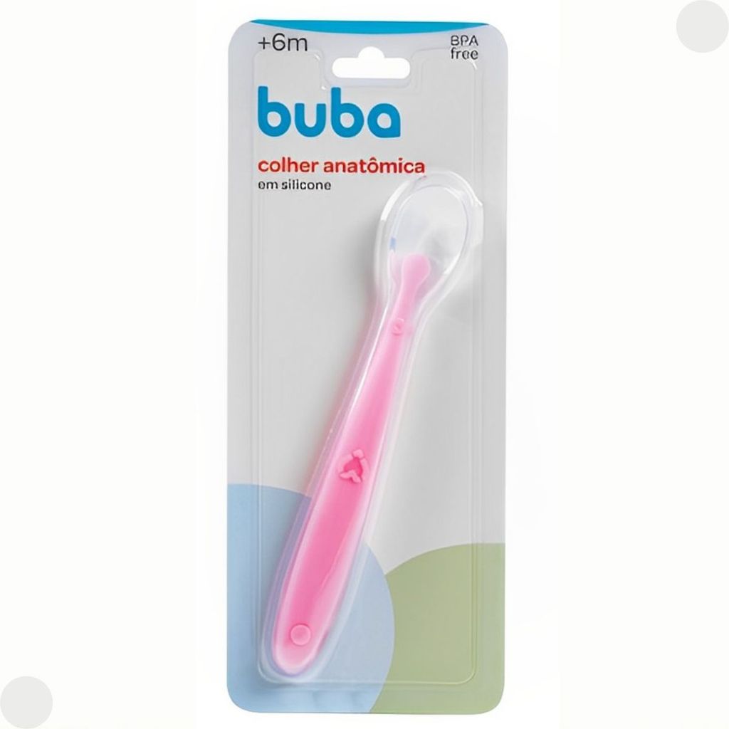 Colher Anatômica em Silicone + 6m Rosa 6141 - Buba