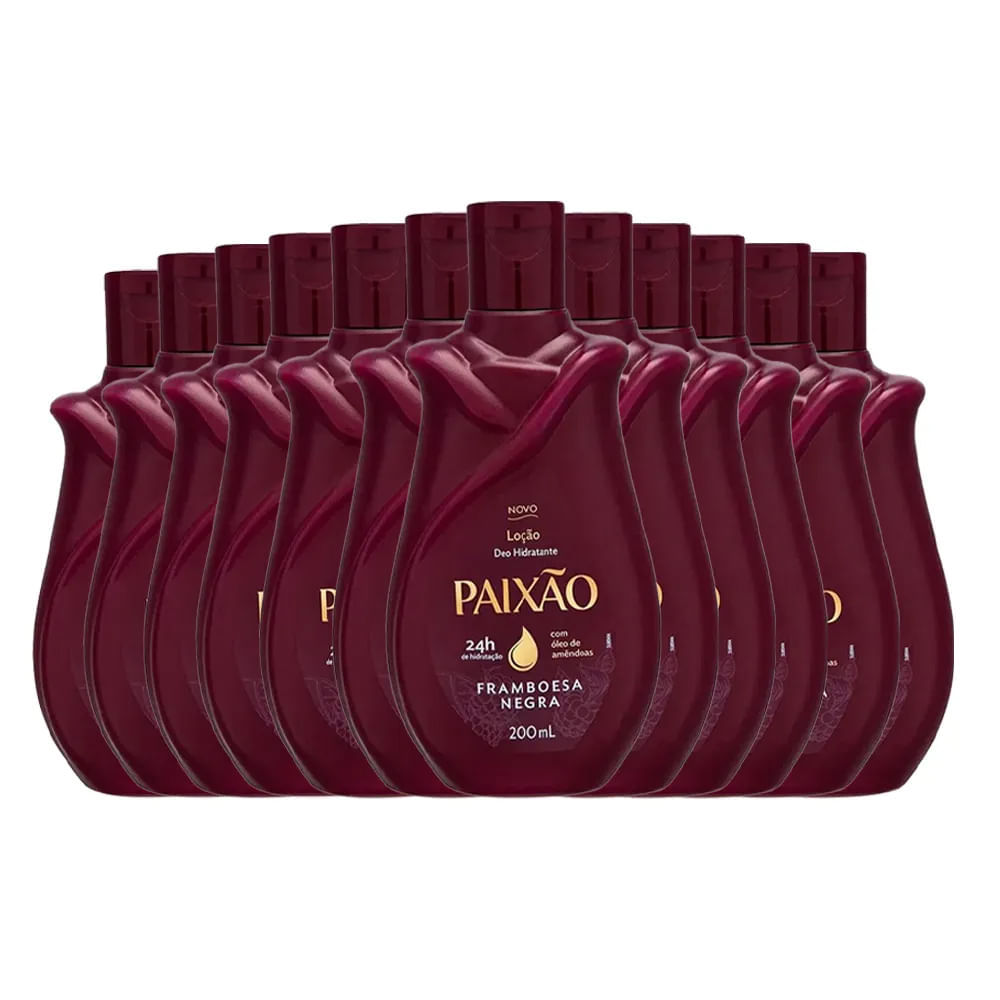 kit Loção Hidratante Paixão Framboesa Negra 200ml - 12 Unidades