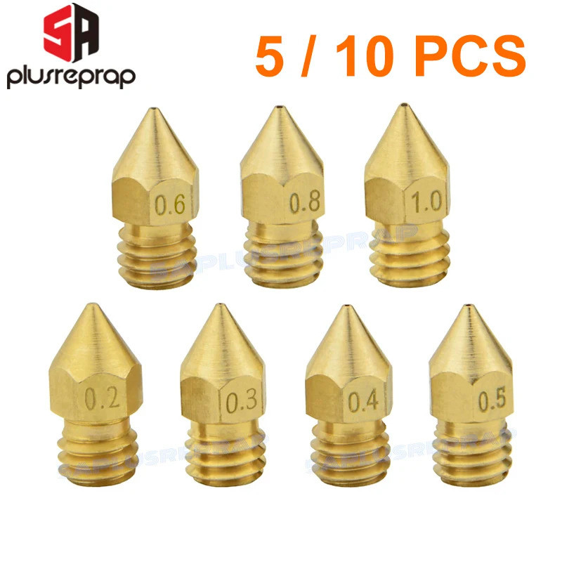 5/10 Peças Bico de Latão MK8 0.2MM 0.3MM 0.4MM 0.5MM Bico de Cabeça de Impressão para Extrusora 1.75MM CR10 CR10S Ender-