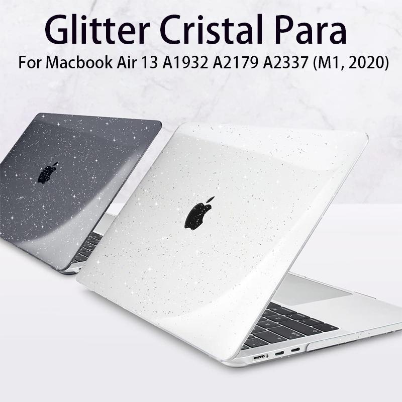 Capa Glitter Para MacBook Air 13 15 M1 M2 M3 M4 M5 , Dura Transparente Brilhante
