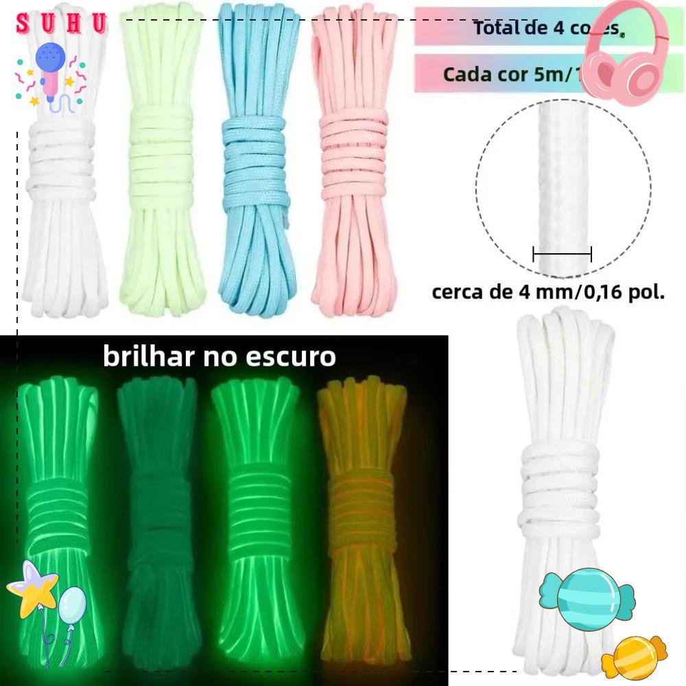 SUHU Paracord Luminoso , Corda De Pára-Quedas Ultra Stron Resistente Ao Desgaste , Cabo De Pulseira DIY Que Brilha No Es