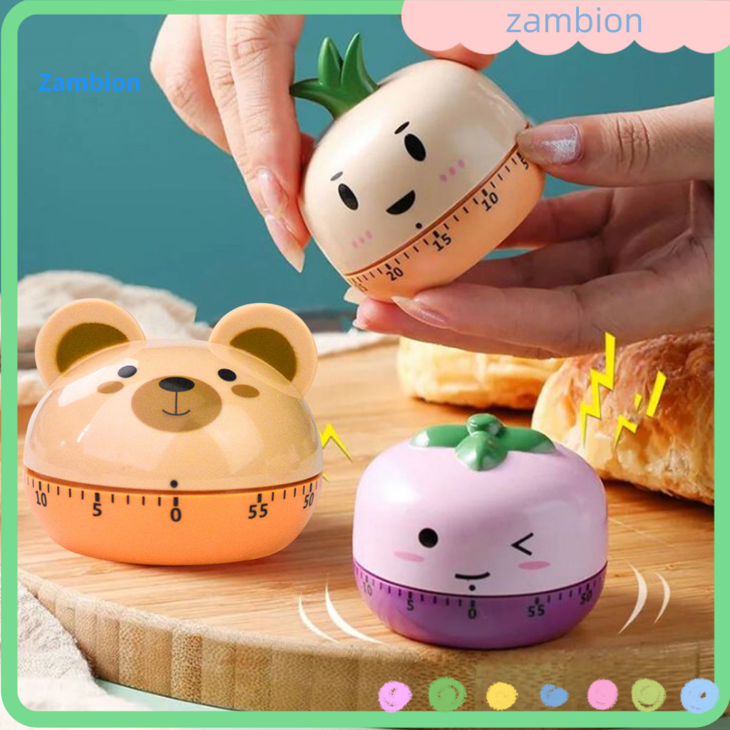 Countdown Alarm Reminder Mechanical Kitchen Timer 60-minute Wind-up Cartoon Design Loud No Batteries Needed – Colorful