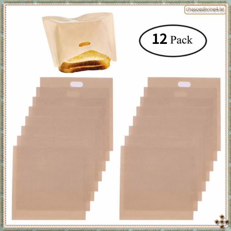 [Ykr] 12 Unidades De Saco Reutilizável Antiaderente Para Assar Pão , Sacos Sanduíche , Torradas , Micro-Ondas , Aquecime