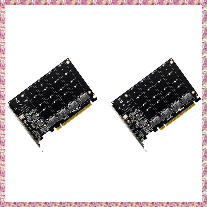 (Zsqa) 2X 4 Portas M . 2 NVMe SSD Para PCIE X16M Chave Conversor De Disco Rígido Leitor Placa De Expansão , Velocidade D