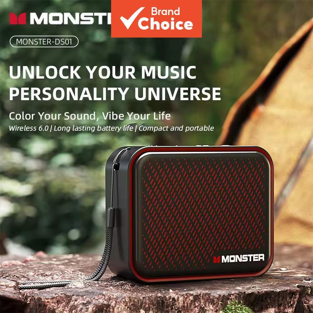 Monster DS01 Mini Caixa de Som Bluetooth, IP67 à prova d'água, sem fio, 6.0, subwoofer potente, graves fortes, bateria