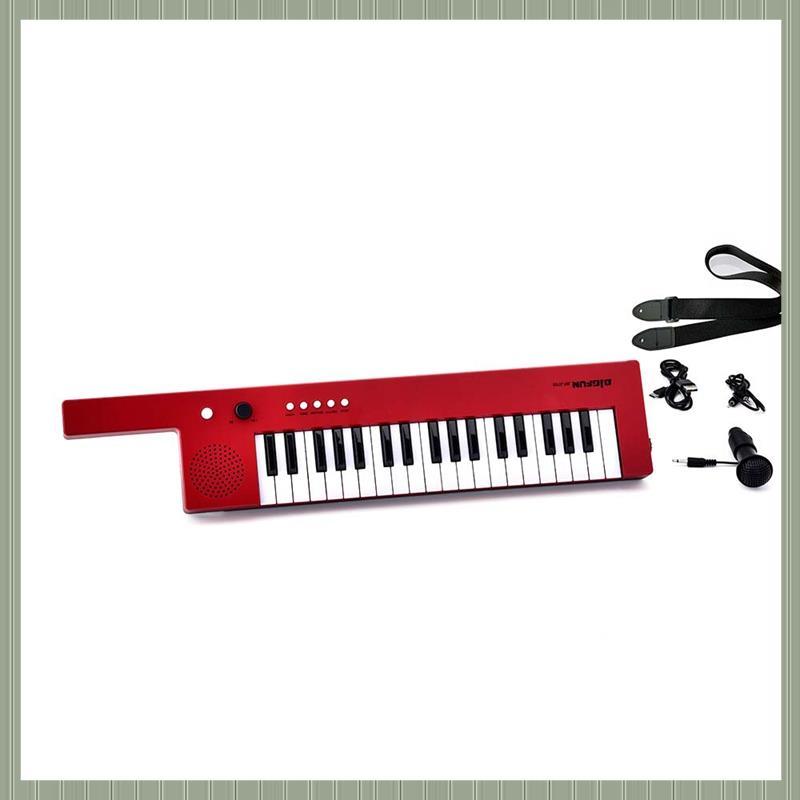 (Ufgt) Teclado Eletrônico Portátil De 37 Teclas Piano Mini Órgão Estilo Guitarra Musical , Vermelho