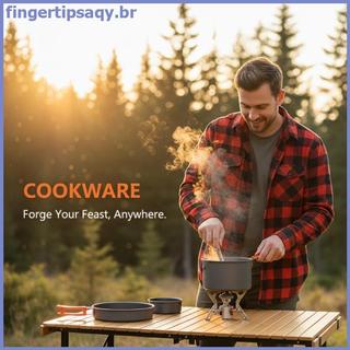 FINGE Conjunto De Panelas De Acampamento De Alumínio Portátil Leve Kit De Cozinha Ao Ar Livre Talheres Panela Antiaderen