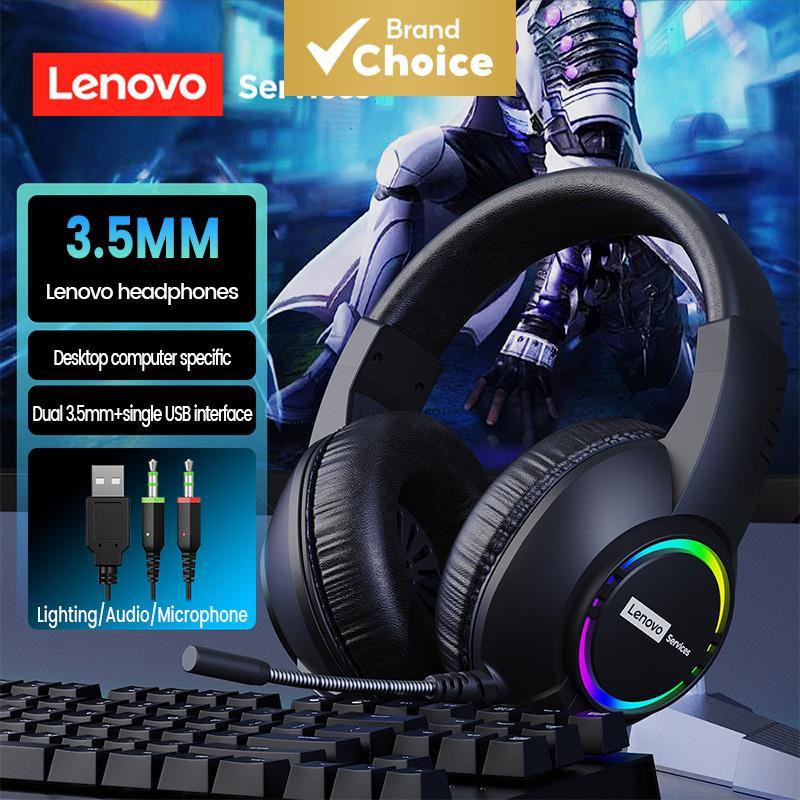 Fones de ouvido Lenovo E08 com ajuste de haste de cabeça, encaixe confortável, driver de 50 mm, som potente, fones de