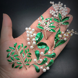 Europeu americano artesanal estilo antigo High-End temperamento broche Retro ocidental tribunal esmalte pérola pino broc