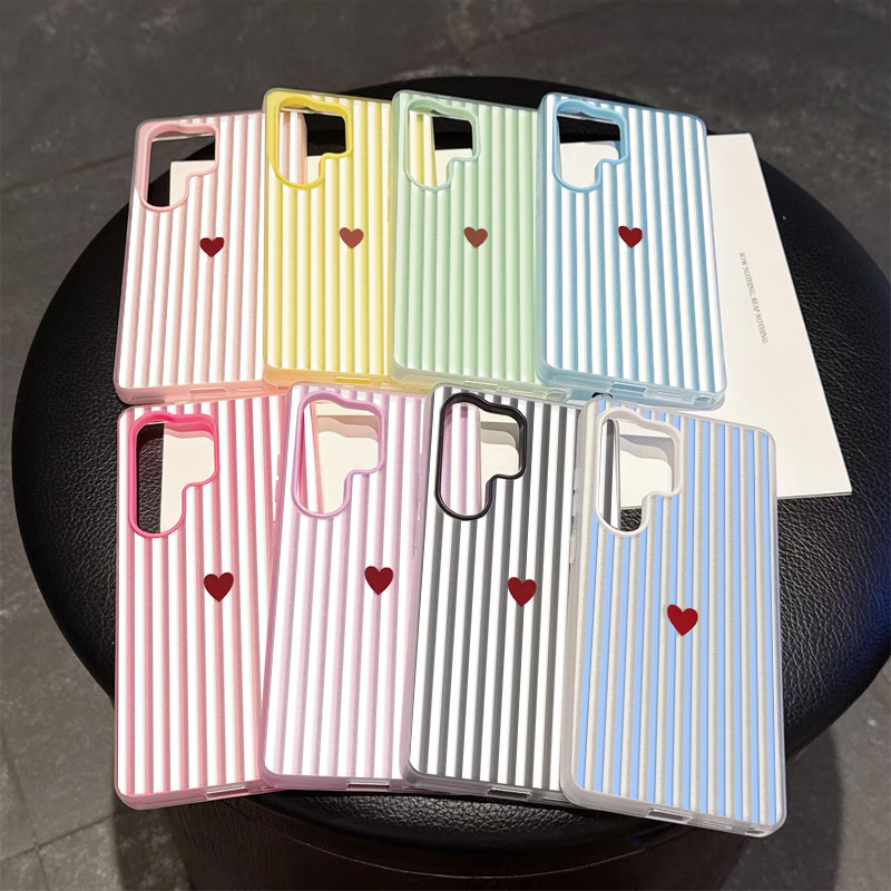 Capa Para Samsung Galaxy A55 A56 A54 A52 A52S A07 A06 A05S A05 A04E A04 A03 Núcleo Simples Amor Coração Listras Verticai