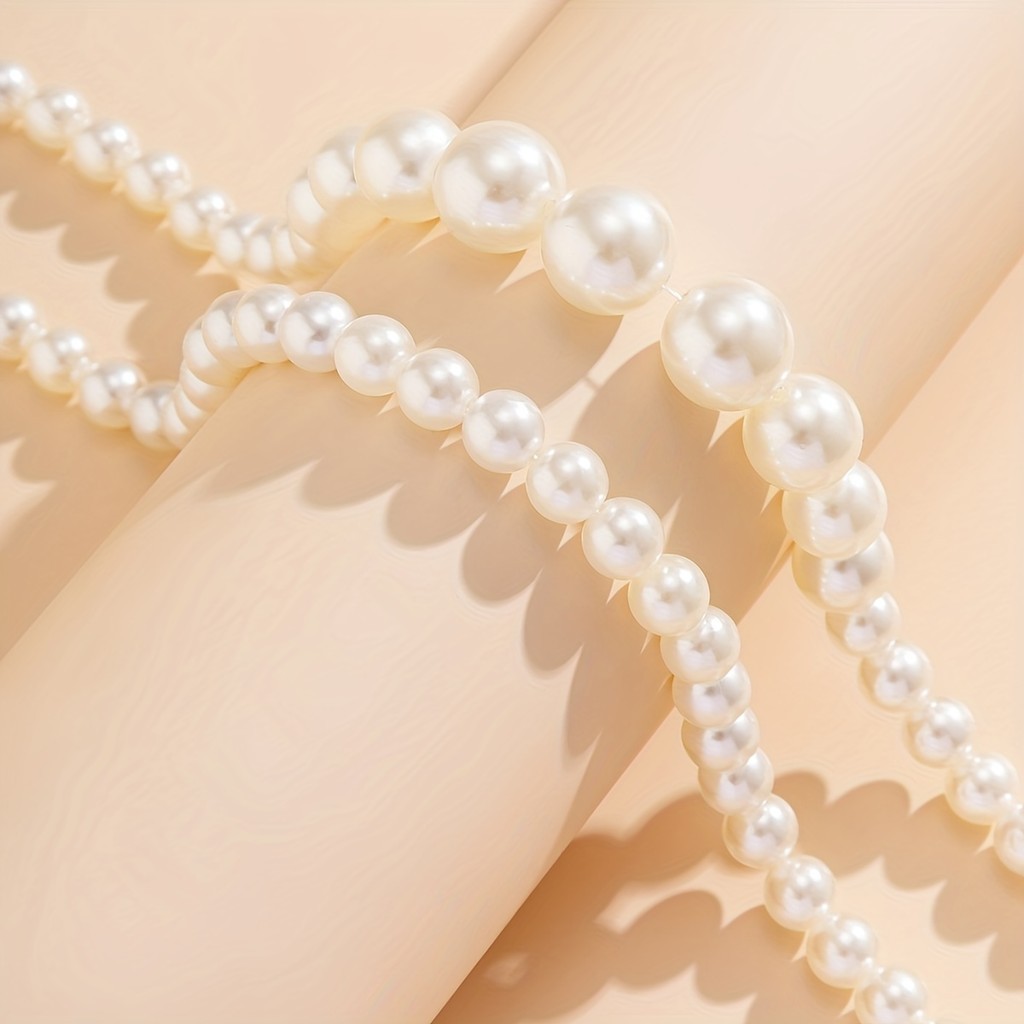 2pcs /set Colar de Pérolas Artificiais Estilo Barroco Exagerado Colar de Pérolas Artificiais Presente Único Jóias